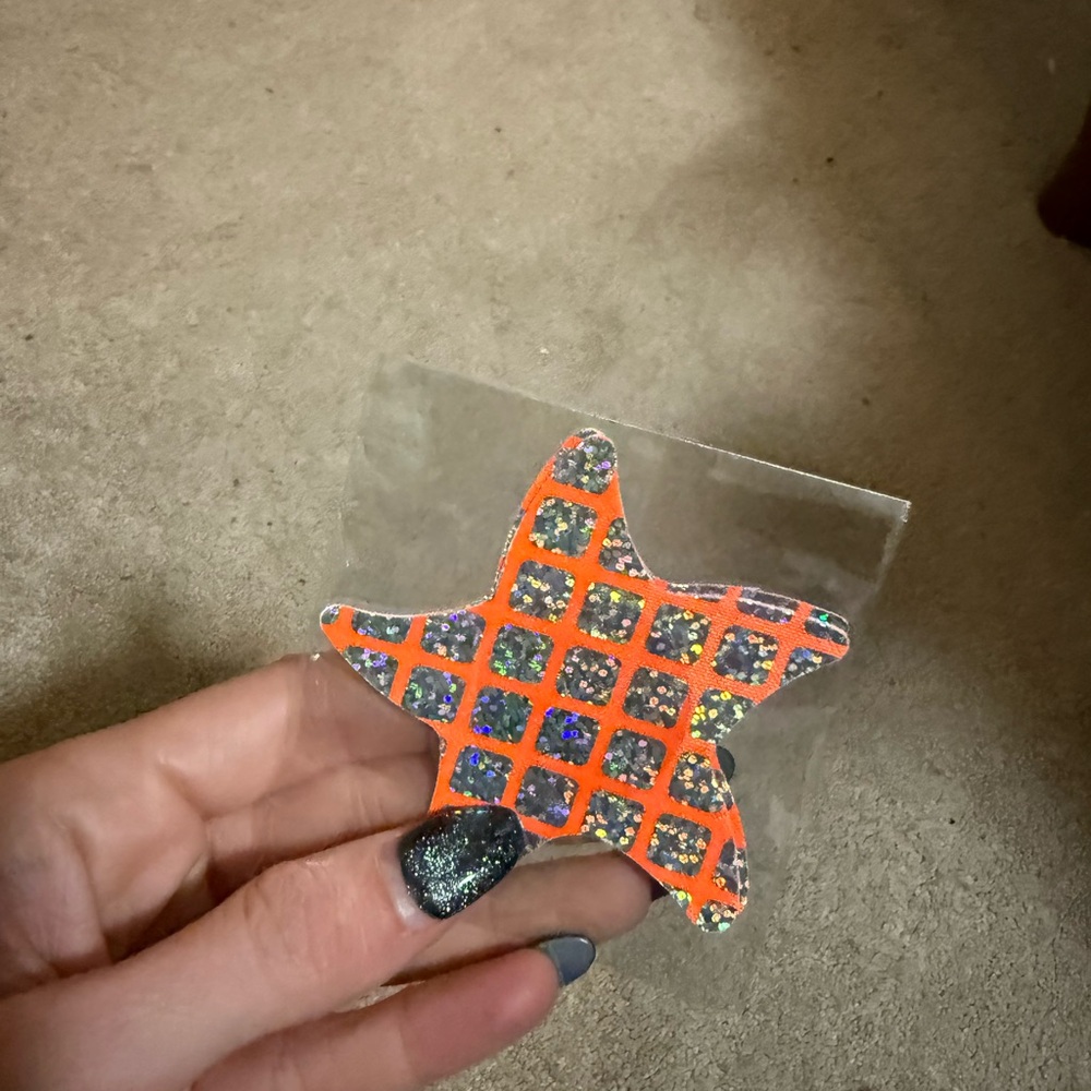 Orange and Silver Star nipple pasties